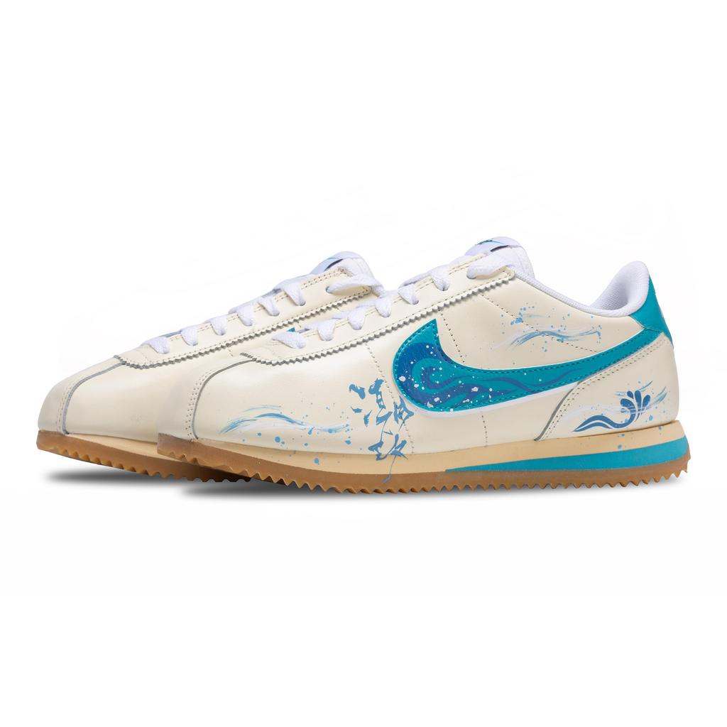 Nike Cortez Abriebfest Abriebfest Niedrig geschnittene Laufschuhe Damen Beige Blau HF4268-113(Team73-)