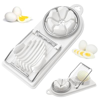 Eggedeler for kokte egg med oppbevaring ABS-harpiks Rustfritt Stål Oppvaskmaskin Hvit x 3-i-1 Egg, Rund/Blomsterformet/6-Egg Beholder, & Stål,
