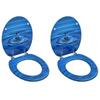 Day and Night - Day and Night Toilet Seats with Lid 2 Pcs MDF Blue Water Drop Design