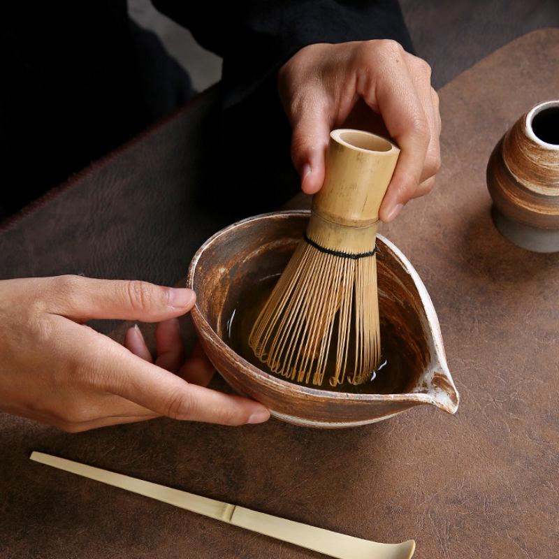 1pc Coarse Pottery Matcha Chawan Tea Bowl Accessories Japanese Matcha Mixing Bowl Kitchen Tools  Matcha Whisk