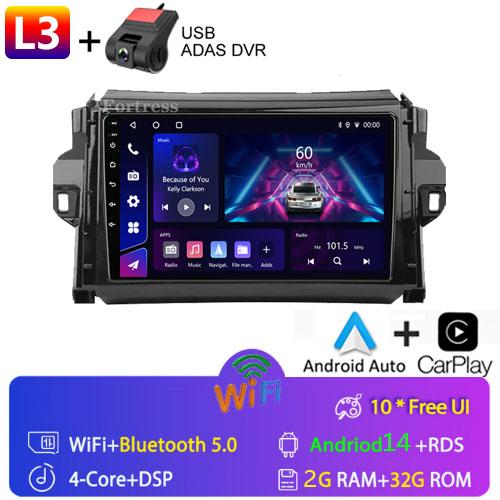 Android 12 For Toyota Fortuner 2 2015 - 2020 2 Din Car Radio Multimedia Video Player Stereo Carplay Auto 4G GPS Head Unit