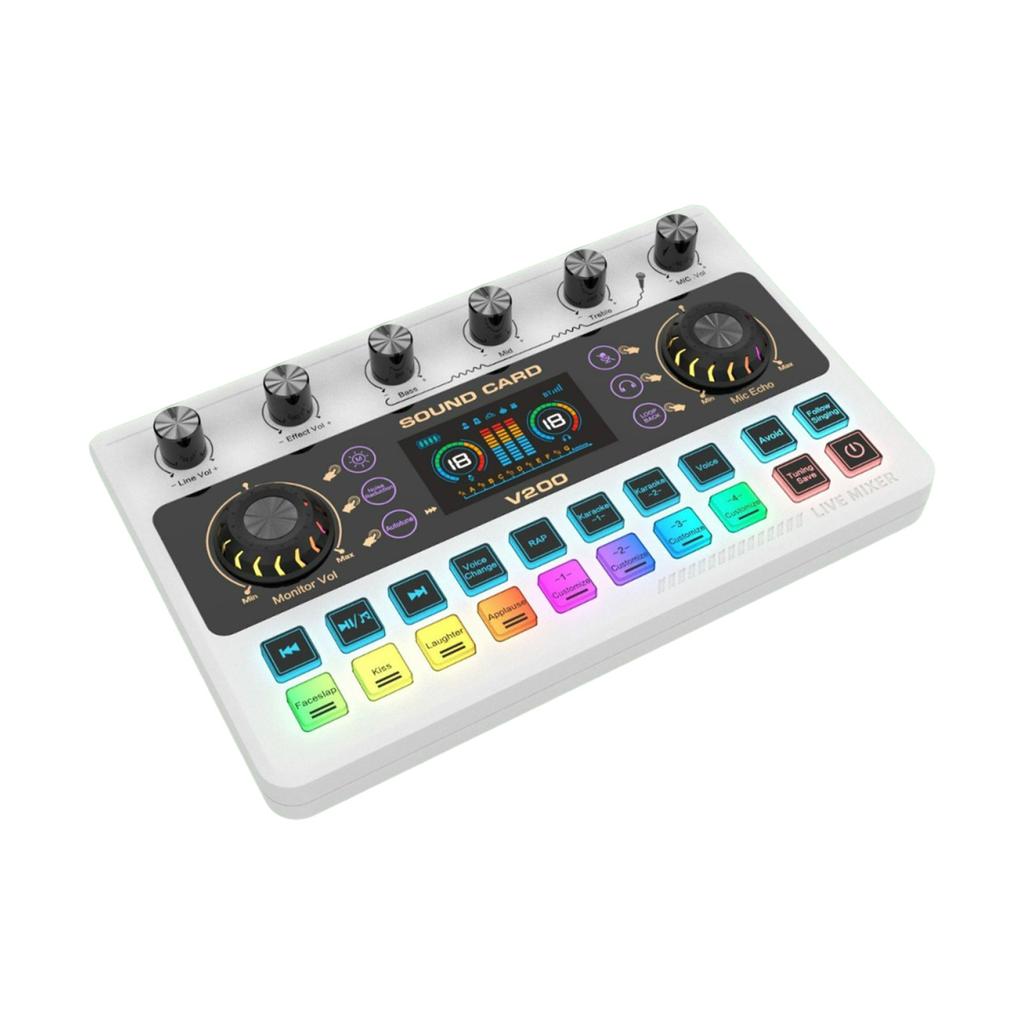 Live Streaming Sound Card Mixer Sound Console Professional Recording 12 Voice Effects LED Display Re Able for Singing Karaoke Live Interaction