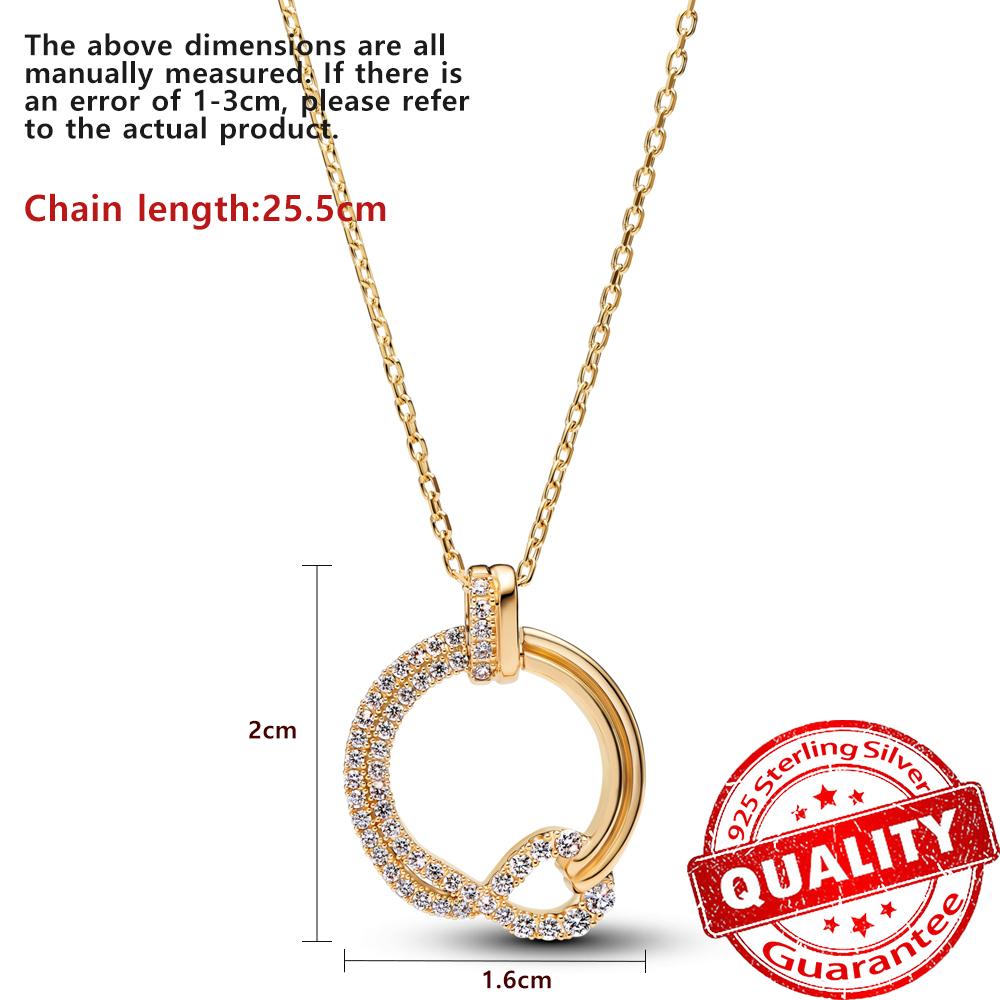 Sparkling Copper Gold Infinite Diamond Pavé Circle Necklace Moon&Butterfly Necklace For Women Dazzling Winter Gift