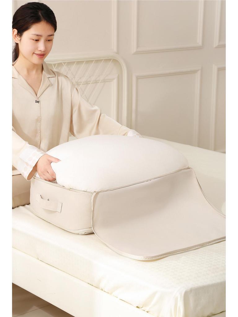 Anqin Moisture-Proof Quilt Storage Bag - Large Capacity, Thickened, Silk & Cotton Compatible, Rice White