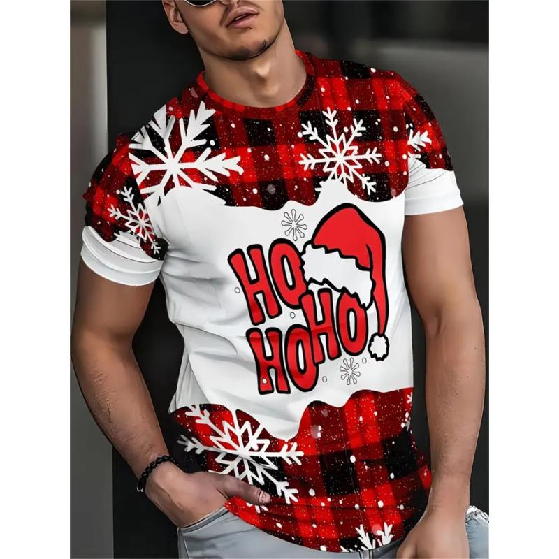Mens Clothing Christmas Santa Claus Graphic T Shirts Short Sleeve Fashion T-Shirt O-Neck Oversized T-Shirt Casual Funny Tshirts