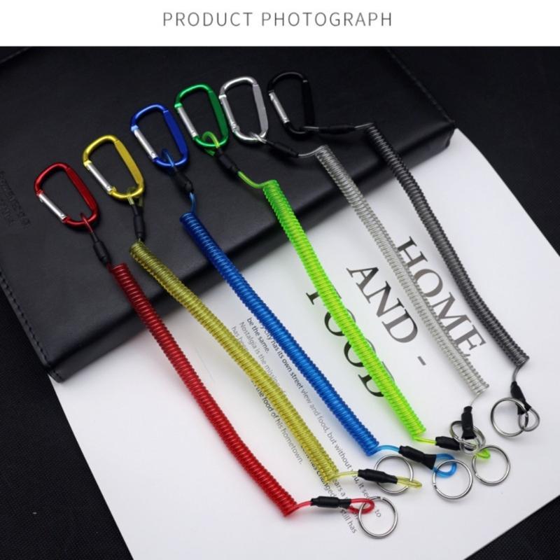 Spring Fishing Lanyard Coiled Tether with Metal Clip 35cm Safety Fishing Lanyard for Pliers Boating Fishing Heavy Duty