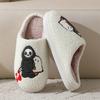 Fashion New Winter Cute Printed Halloween Slippers Women Soft Plush Warm Indoor Home Slippers Woman Lightweight Non Slip Bedroom Slides