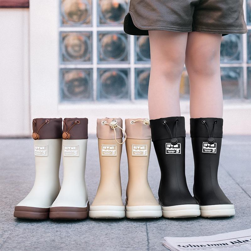 New Children's Fashion Rain Boots Outdoor Bundle Waterproof Shoes Boys and Girls Children High Soft-soled Rubber Rain Shoes