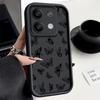 Fashion Black Butterfly Pattern Case For Xiaomi 13T 11T Pro Poco F6 X6 Redmi Note 13 12 11 Pro 10 Frosted Shockproof Soft Silicone Phone Cover