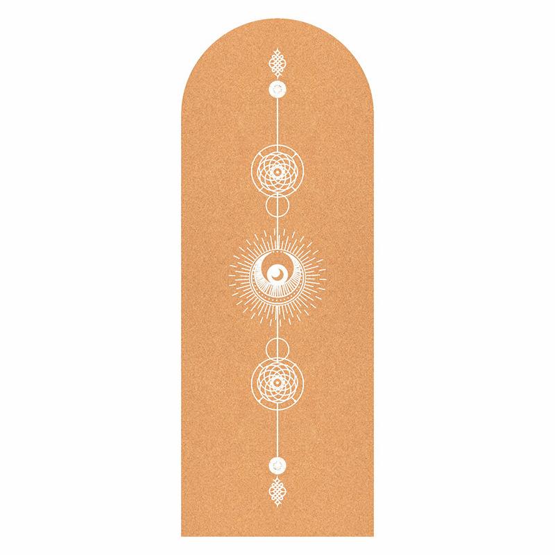 Natural Rubber Arch Shape Cork Yoga Mat Printed Non-slip Sports Mat Sweat-absorbing Oval Curve Pilates Mats 182*68cm*0.5cm