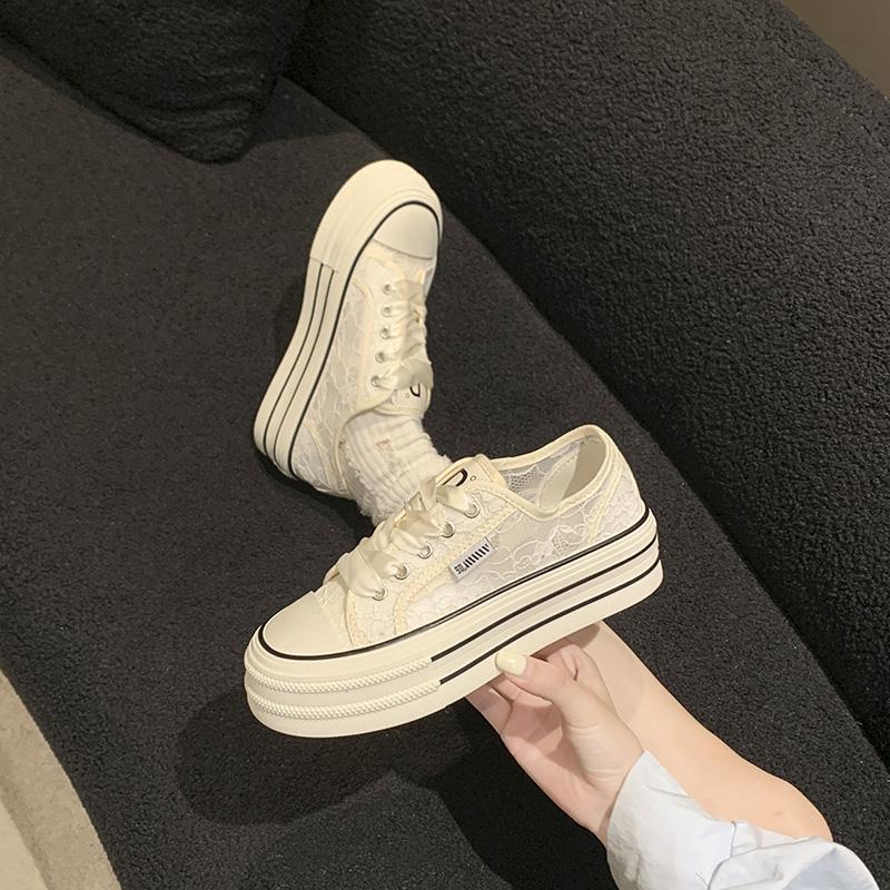 Thick Bottom Mesh Shoes Women Fashion Bling Platform Vulcanized Sneakers Designer Summer Casual Sports Canvas Trainers Footwear