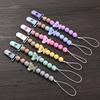 Anneau de dentition en bois pour bébé Chaîne de sucette Jouets à mordiller d'allaitement Cadeau Clips de sucette pour bébé Support Chaîne de dentition Animal Cartoon en Silicone