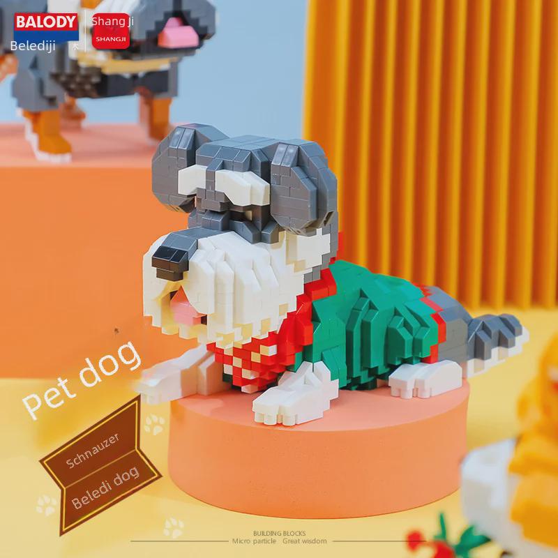 Husky & Schnauzer Toy Building Blocks - Cute Pet Dog Assembly Set for Kids