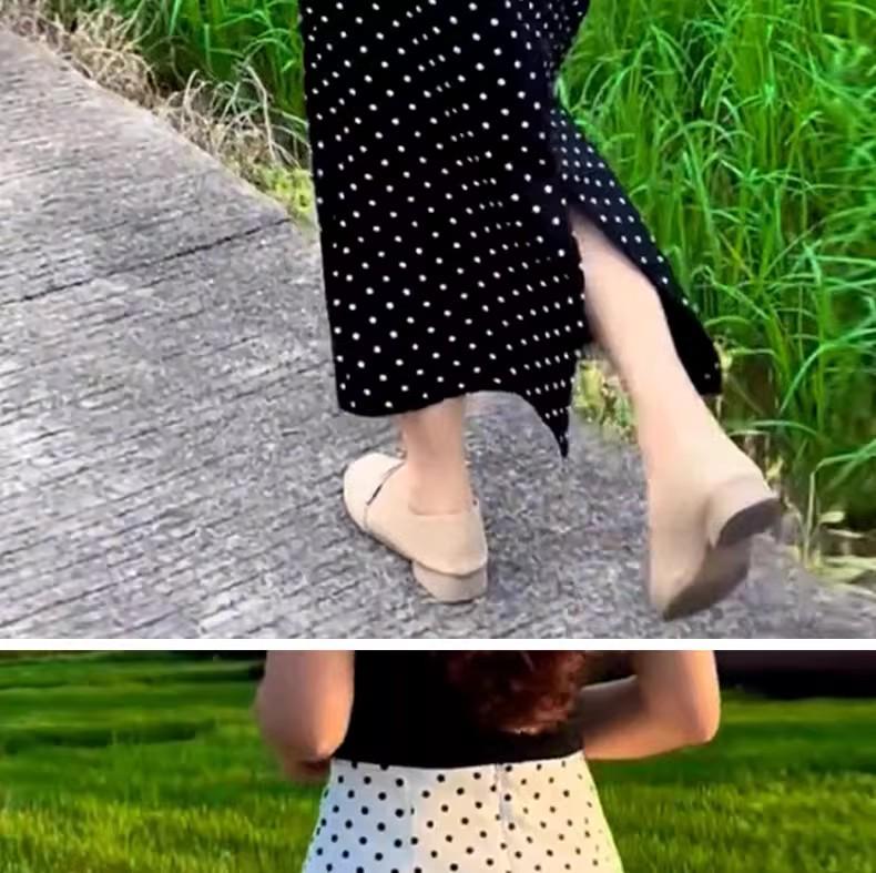 Women's 2025 Summer White Polka Dot High-Waisted Slit Skirt - Versatile & Slimming Style