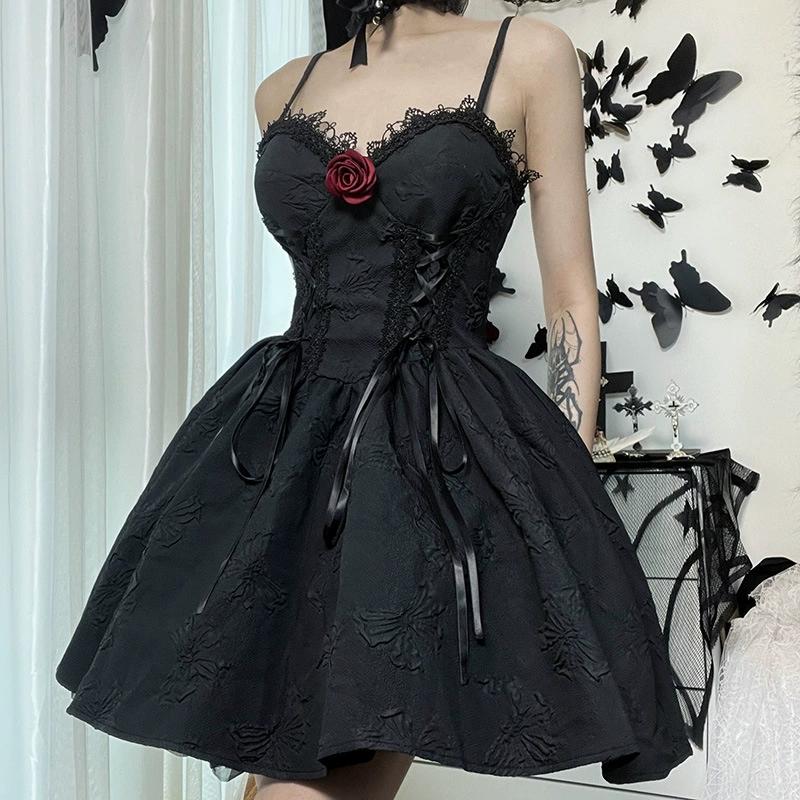 Summer Sexy Lace Suspender Skirt Women's Fashion Temperament Jacquard Dress Women