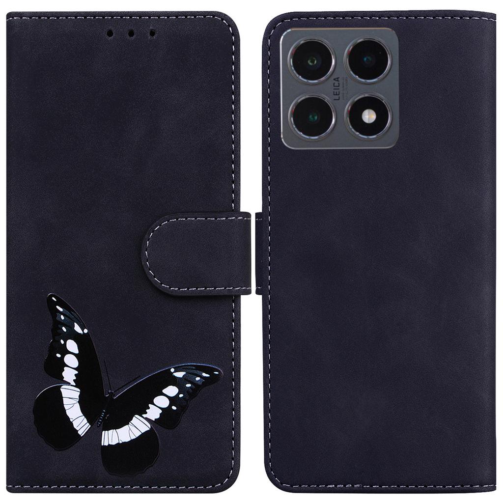 For Xiaomi 15T Stand Case PU Leather Phone Cover Butterfly Printed
