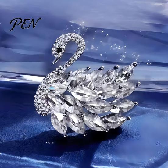 Sparkling Swan Brooch for Women, Rhinestone Decorative Lapel Shape Pin, Animal Shaped Jewelry Suits Coats Sweaters Sweater Decoration