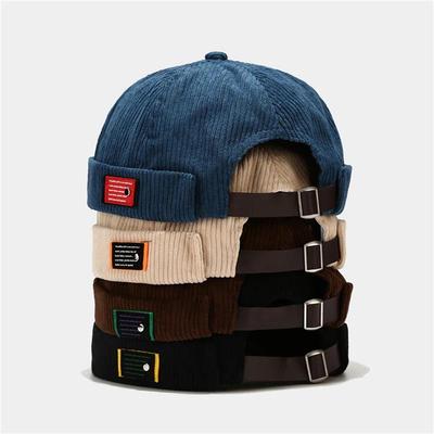 Retro Corduroy Beanie Hat - Unisex Solid Brimless Streetwear Hip Hop Adjustable Vintage Docker Cap