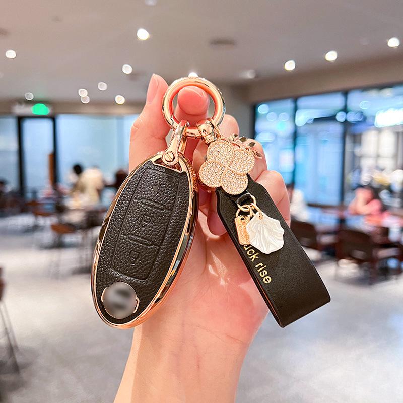 Nissan Key Cover for Sylphy, Teana, Qashqai, Kicks, Tiida, Murano, Bluebird – Car Key Shell Case for Women