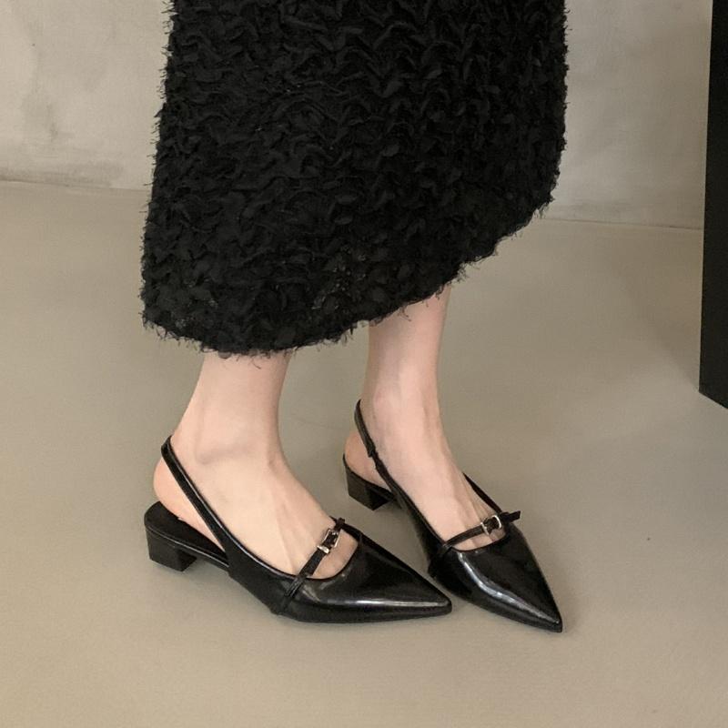 

Fashion Bailamos Women Sandals Fashion Slingback Woman Mules Shoes Pumps Dress Shoes Pointed Toe Elegant Low-heel Shoes 40 чёрный