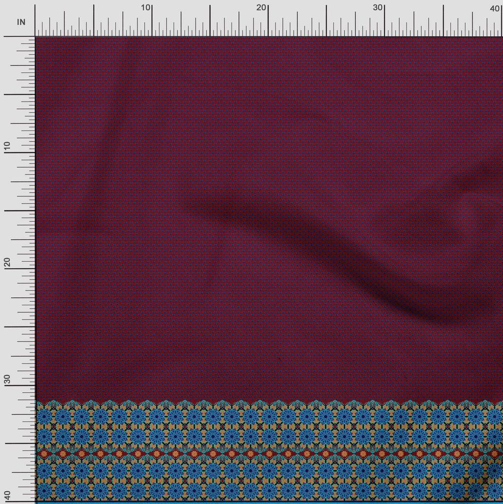 Soimoi Japan Crepe Satin Fabric Mandala & Shield Symbol Panel Printed Craft Fabric by the Metre 42 Inch