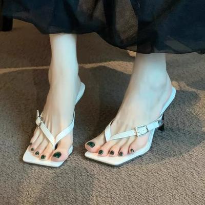 Mode Vierkante Neus Dames Slippers Zomer Stiletto's Hoge Hakken Schoenen Sexy Sandalen Elegante Vrouw 2025 Pumps Nieuwe Jurk Mode Ladias Schoenen
