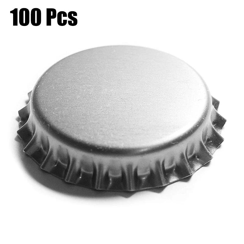 

UPORS 100Pcs/Set Beer Cap New Beer Bottle Caps Oxygen Absorbing Seal Crown Caps for DIY Home Brewing Beer Tool Bar Accessories серебряный
