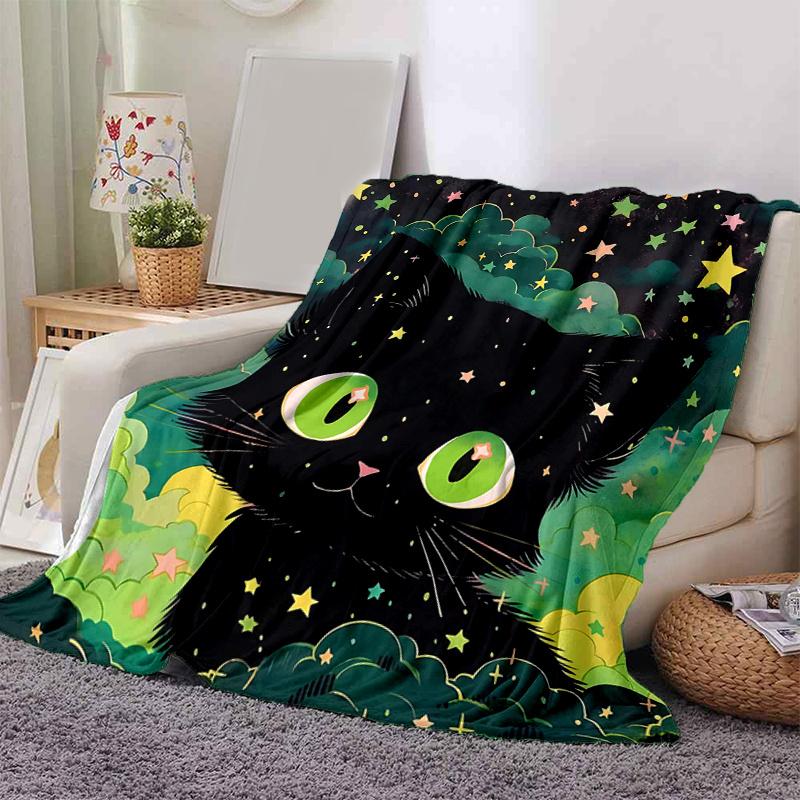 1pc Cartoon Star Cat  Cute Design for Home Decor, Gift Idea, Living Room, Travel, Camping, Car Blankets