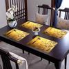 4-piece Elegant Japanese Floral Gold Art Placemat, Suitable for Dining Tables, Parties, Festivals, and Home Decor