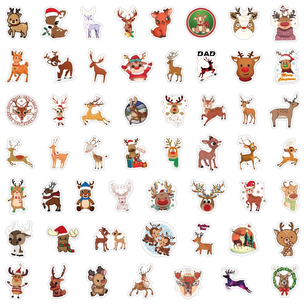 100 New Christmas Reindeer Doodle Stickers Suitcase Mobile Phone Computer Decoration Waterproof Stickers