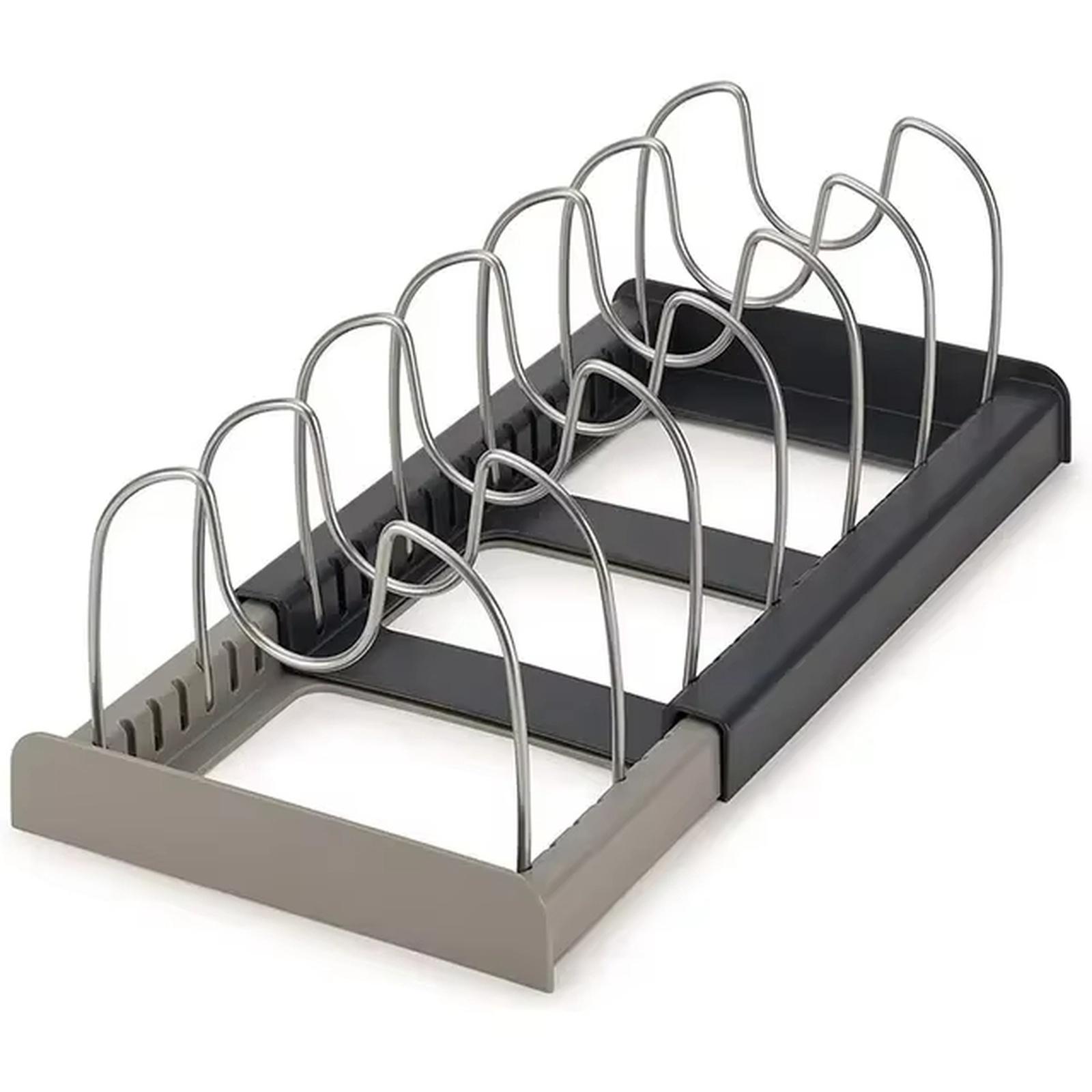 Expandable Stainless Steel Pot Lid Organizer, Adjustable Multi-Layer Countertop Rack чёрный