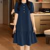 ZANZEA Women Casual Round Neck Solid Color Summer Short Sleeve Dress