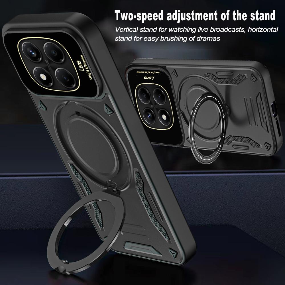 Luxury Armor Magsafe Wireless Charging Case For Xiaomi Redmi Note 13 14 Pro Plus 5G Note 14S 13 4G Magnetic Bracket Bumper Cover