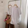 Pure Desire Women's Irregular Slit T-Shirt - Waist-Hugging, Round Neck, Short Sleeves, Loose Summer Style, Sexy Design, High Quality
