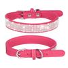 Rhinestones Dog Collar Cute Dazzling Sparkling Soft Suede- Leather Dog for Cat Rhinestones Collar Crystal-DiamondP