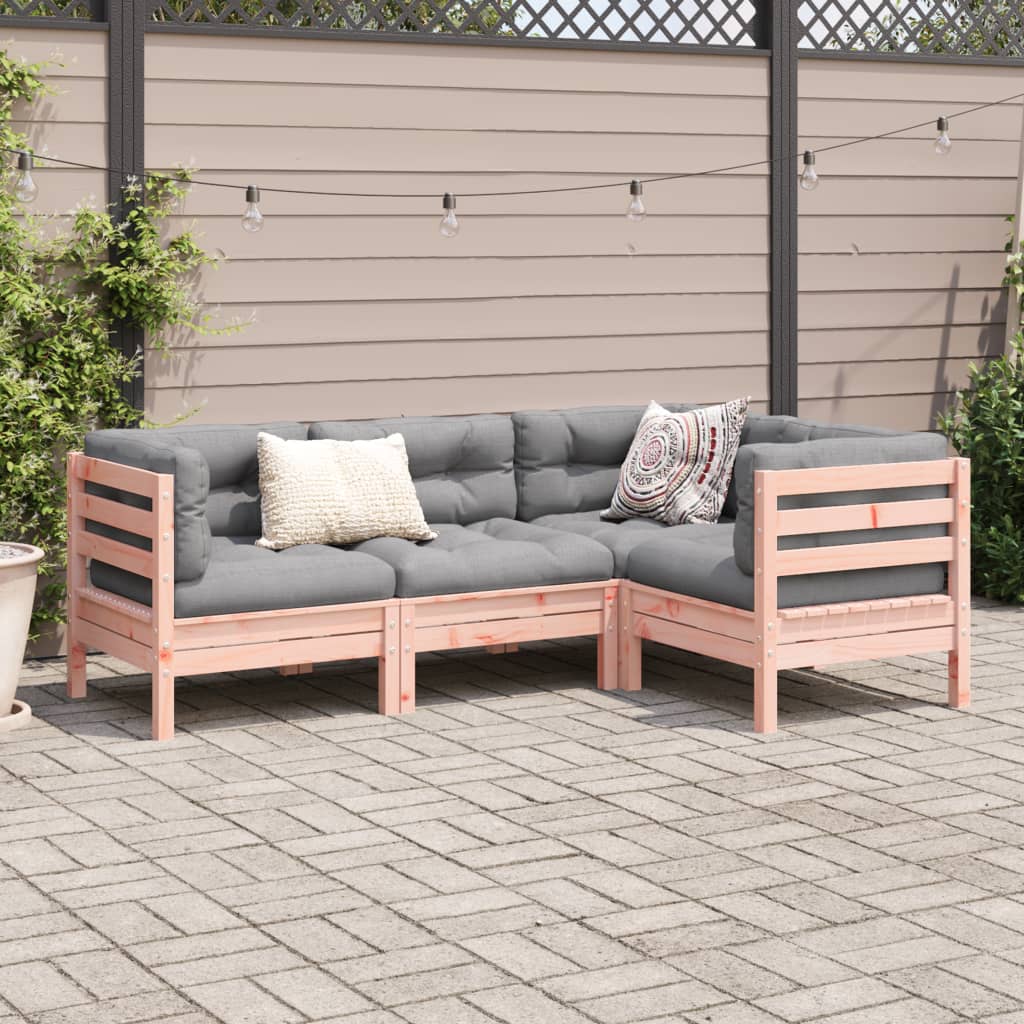 4 piece garden sofa set with cushions solid Douglas fir wood