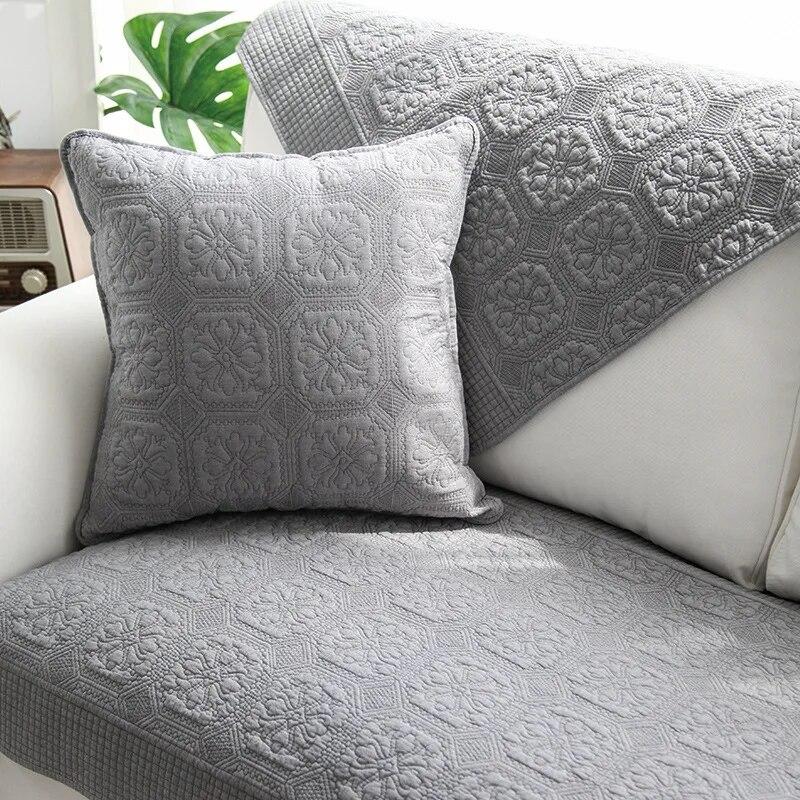 Washed Cotton Sofa Cushion Pure Cotton Four Seasons Fabric Simple Pure Cotton Cushion Sofa Cover Backrest Anti-slip