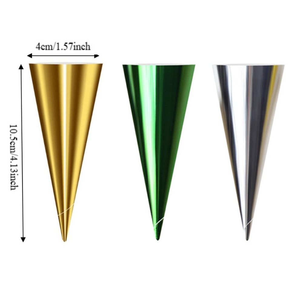 100PCS Aluminum Foil Paper Disposable Ice Cream Holder Solid Color Thickened Ice Cream Cone Sleeve Hand-held Anti-soiling