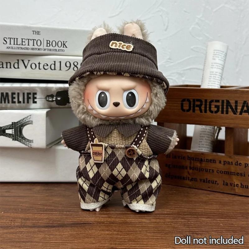 Fashion Clothes Ropa Labubu Clothes Outfit Doll Accessories For 15/17cm Labubu V2 V1 Plush Doll's Suspenders Suit