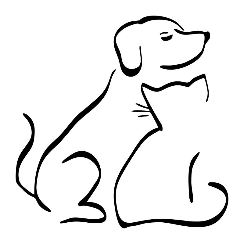 14.5*14.5CM Cute Intereting Dog and Cat Vinyl Decal Car Sticker Window Decor Art Sticker