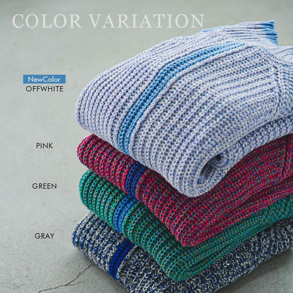 Yumetembo Women's Sleeve Line Colorful Mix Knit 532803 Gray