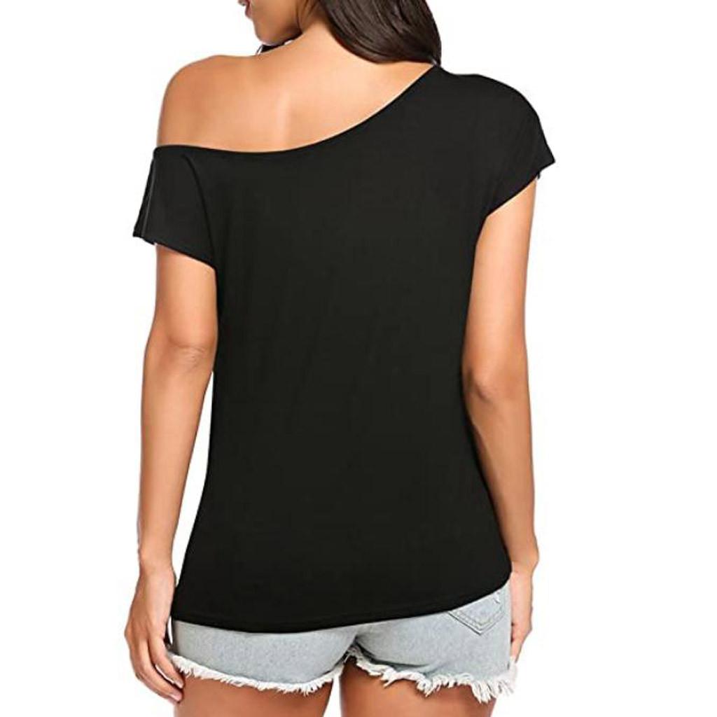 Women's Casual Off Shoulder Tops Short Sleeve T Shirts Loose Summer Blouse Shirt