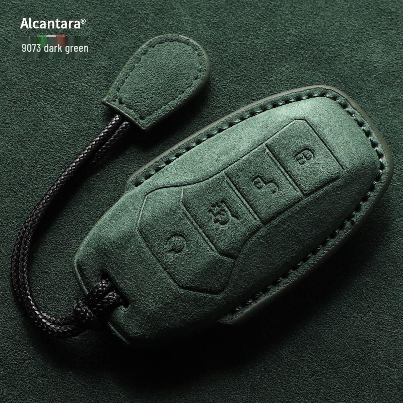 Full-Coverage Suede Key Case for BYD D9, N7, N8, and X with Side Snap Button