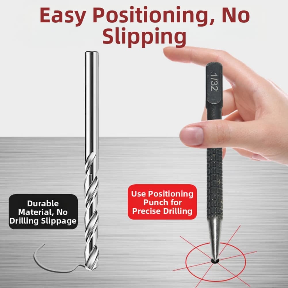 7pcs Precision Center Punch Tool Non-Slip Grip & One-Handed Operation Centre Punch General Woodworking Metal Drill