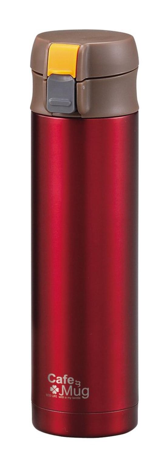 

Pearl Metal 300ml Stainless Steel Slim One-Touch Water Bottle, Red, Cafe Mug, H-7553