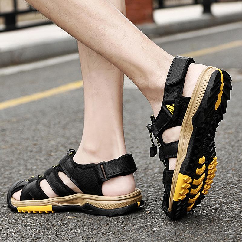 Sandals men's trendy outdoor sports leather bag head casual shoes slippers new summer breathable men's beach shoes