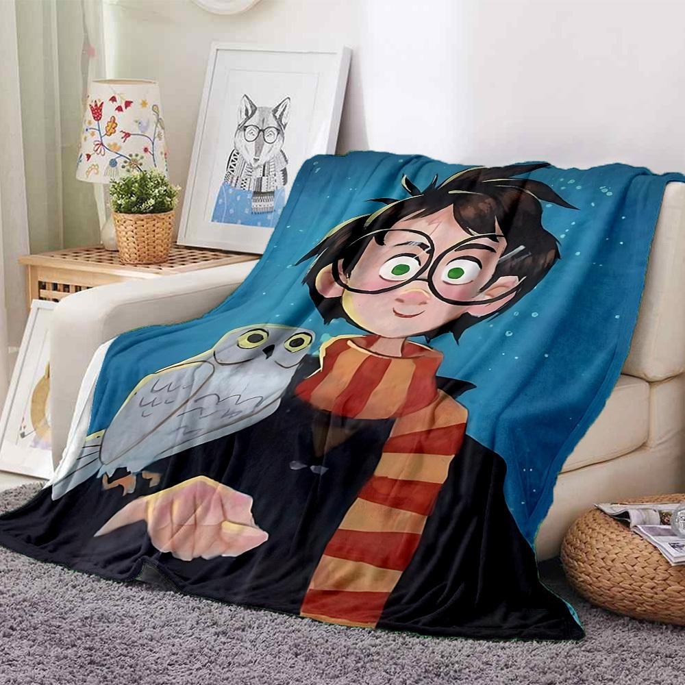 1pc Harry Potter Wizard Owl Flannel Throw Blanket - Lightweight Soft Warm All-Season Blanket for Sofa, Bed, Travel, Camping  L1029060
