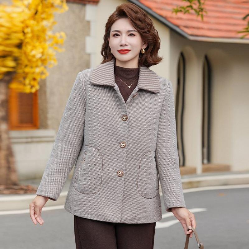 

Мамина осенне-зимняя флисовая куртка, старая и новая, женская одежда на весну и осень, короткий шерстяной повседневный топ с темпераментом 5XL [Recommended 150-80 kg] хаки