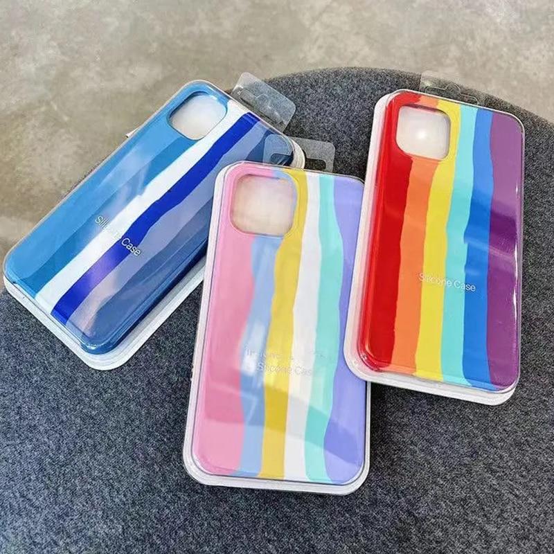 Pouzdro na telefon Rainbow Stripe pro Apple iPhone 14 13 12 Pro Max 11 6s 7 8 Plus XS MAX XR Mini 12pro silikonový kryt