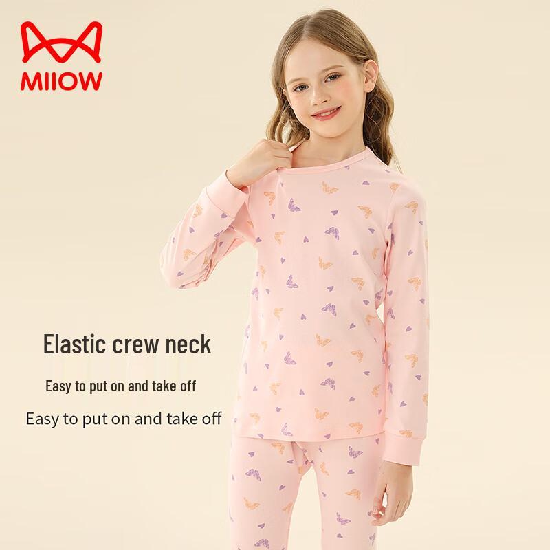 MIIOW Kids 100% Cotton Thermal Underwear Set for Girls